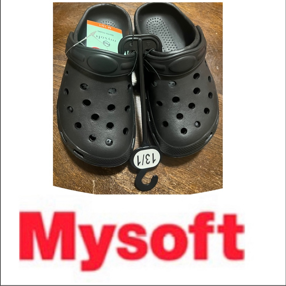 MySoft Boys' Black Slip-On Clogs
